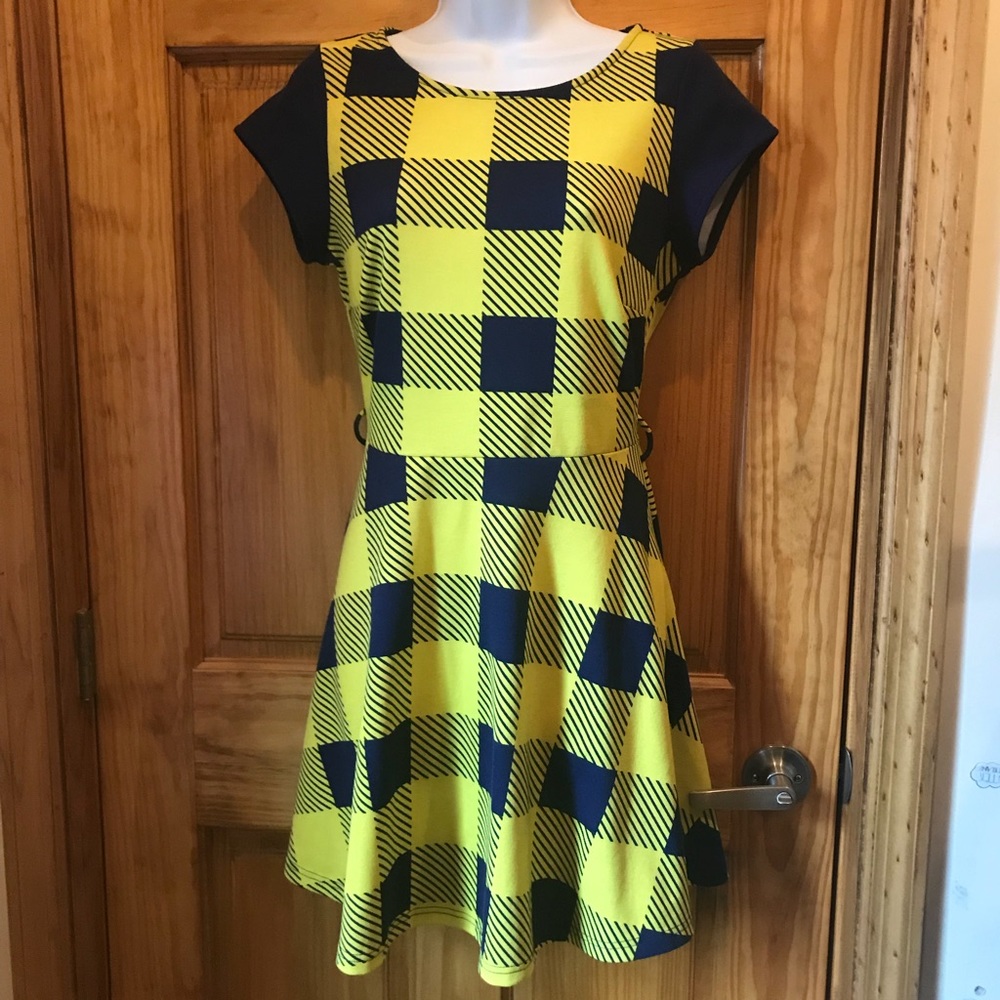Yellow and Blue Plaid Dress